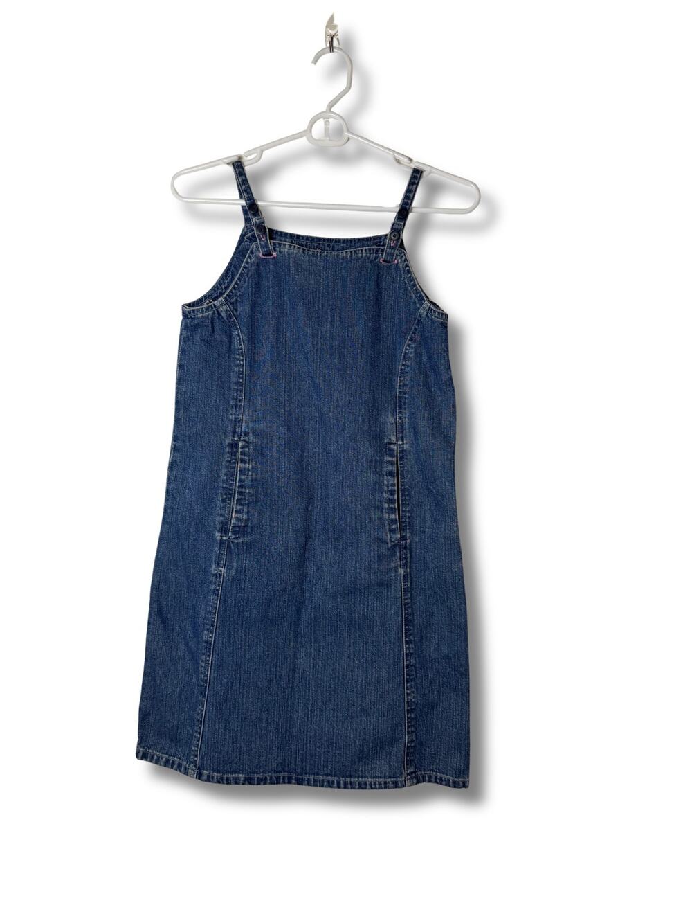 Gap Kids Blue Denim Sleeveless Jumper Mini Cotton Dress Pockets, XXL